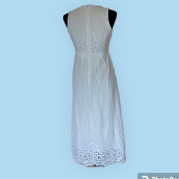 Alfani Bright White Lace Sleeveless Midi Dress with Round Neck - Picture 2 of 5